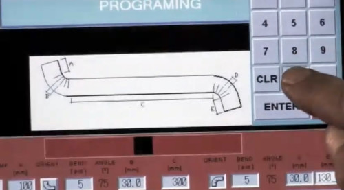Diagram of the tube and elbows that the downspout machine will produce