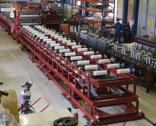 Automated stacking table on a double-deck rollformer