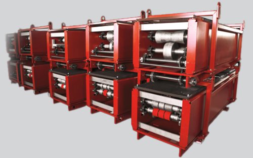 Each cassette set has forming rolls and a shear cutter for a different profile. Some cassettes can be made for different widths of the same profile.